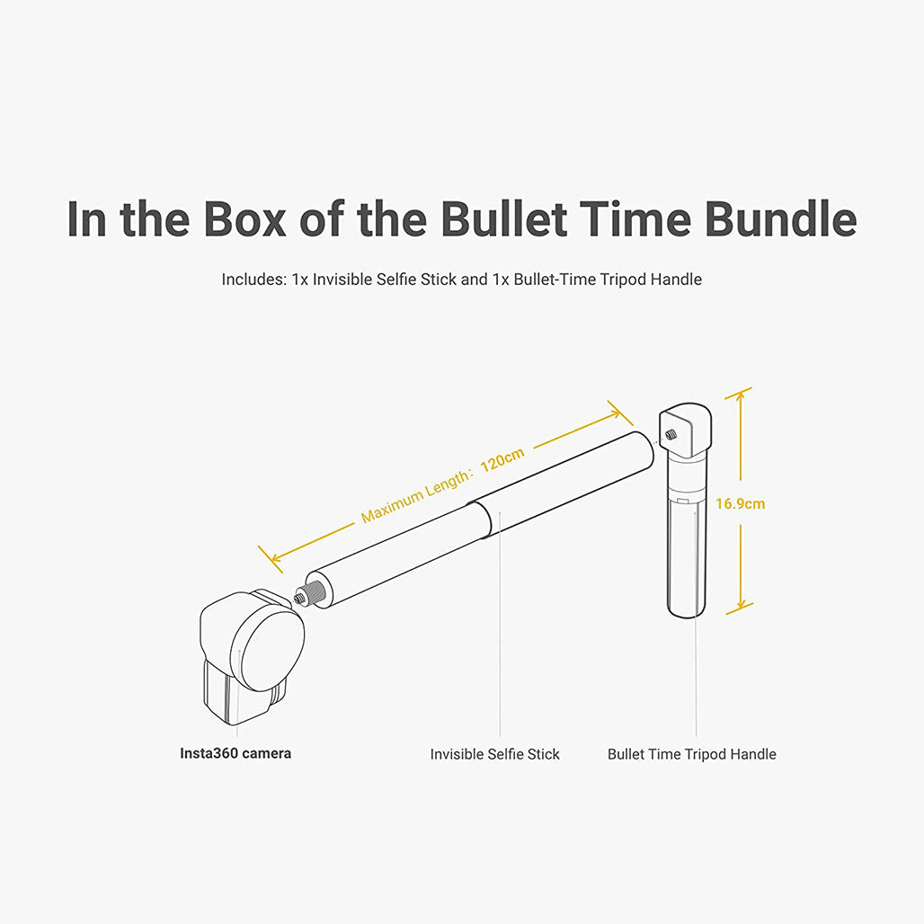 A Photo Of Insta360 Bullet Time Accessory Bundle – Selfie Stick Handle and Stabilizer for 360° Panorama Shots