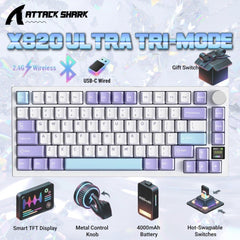 A Photo Of Attack Shark X820 Ultra 75% Tri-Mode Gasket Wireless Mechanical Gaming Keyboard