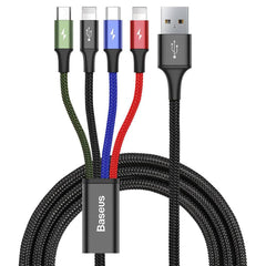 A Photo Of Baseus Fast 4-IN-1 Cable for iPhone USB-C Micro 3.5A 1.2M Black