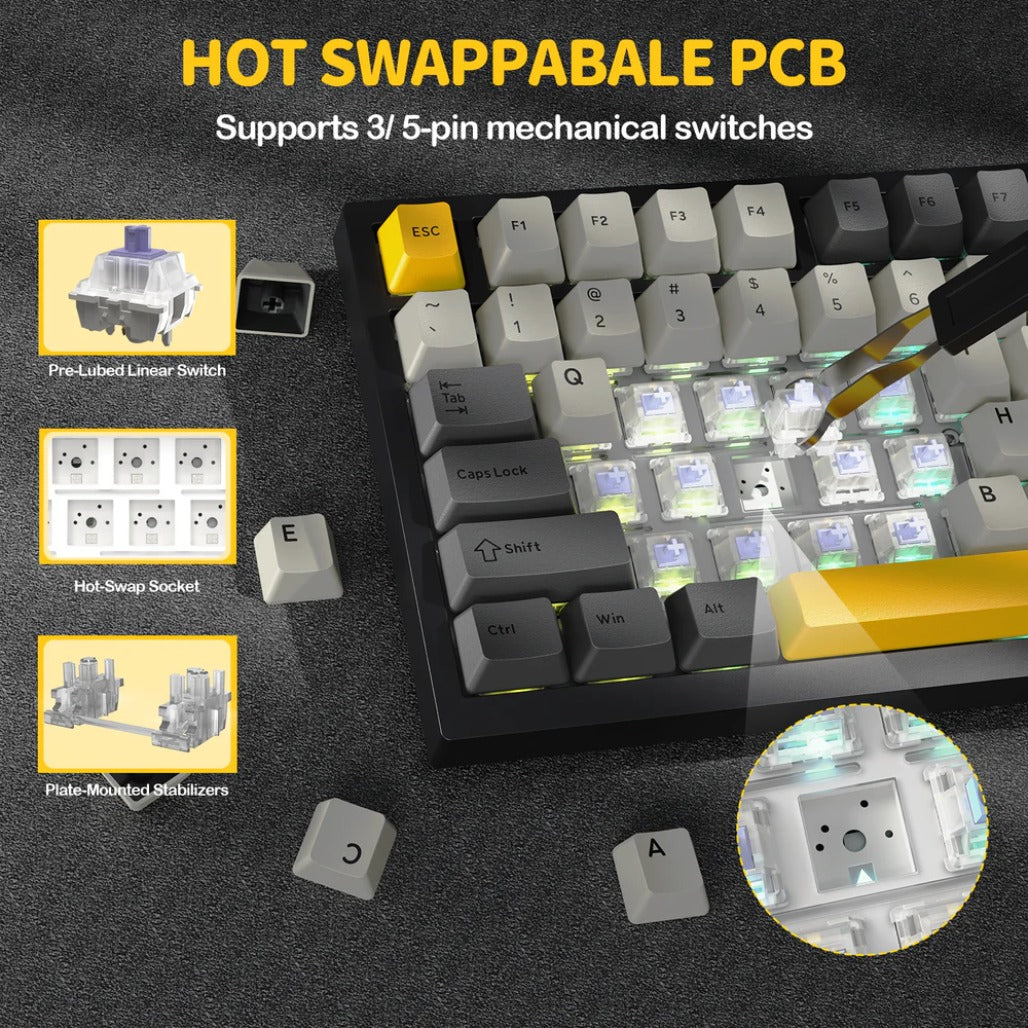 A Photo Of Attack Shark X820 Ultra 75% Tri-Mode Gasket Wireless Mechanical Gaming Keyboard