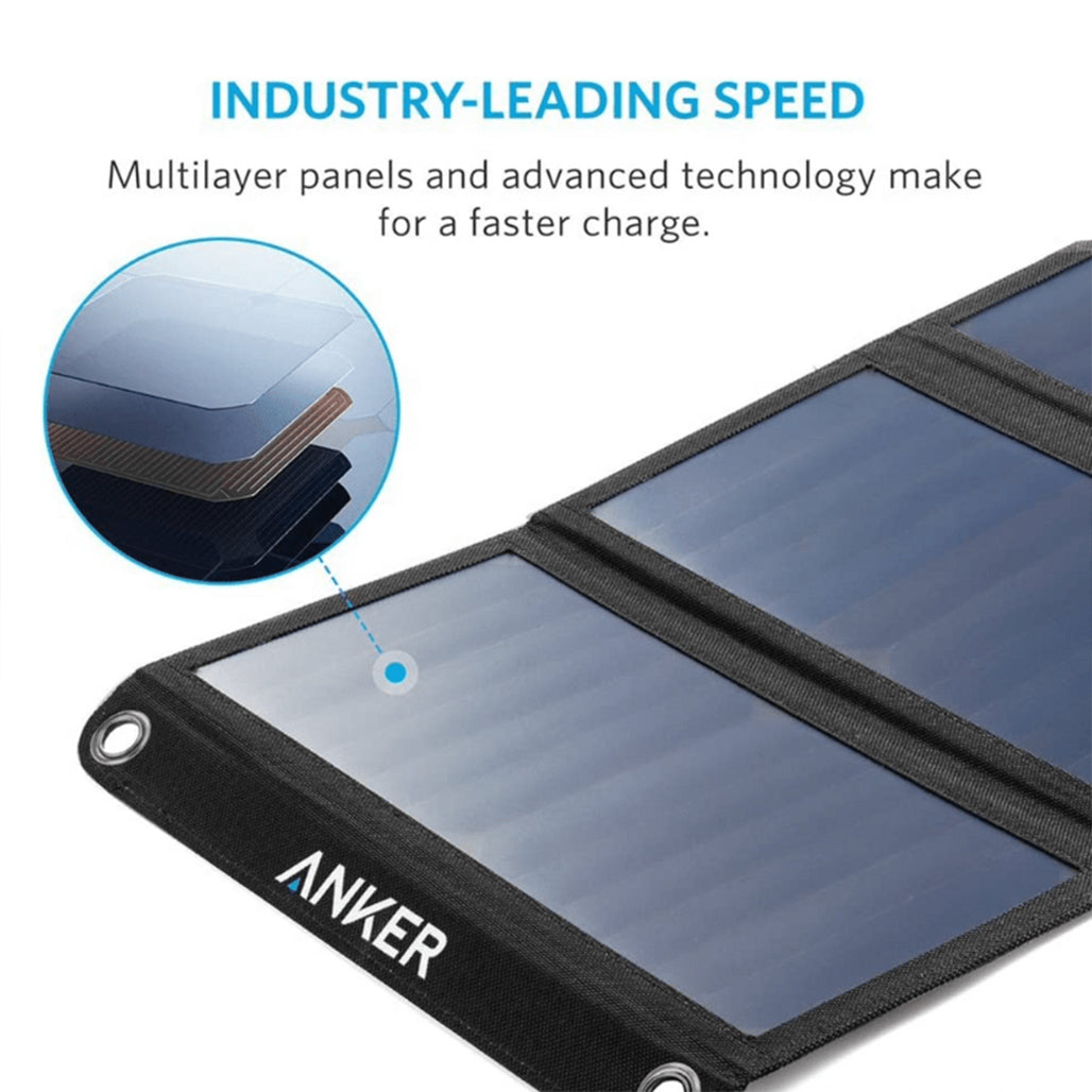 A Photo Of Anker 21W Dual USB Solar Charger – Portable High-Efficiency Outdoor Charging Panel for Smartphones & Tablets