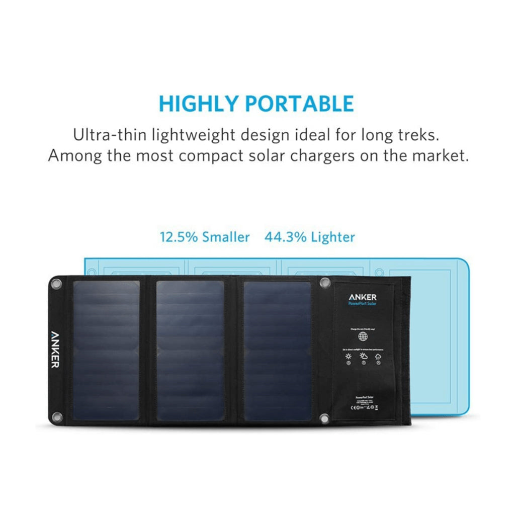 A Photo Of Anker 21W Dual USB Solar Charger – Portable High-Efficiency Outdoor Charging Panel for Smartphones & Tablets