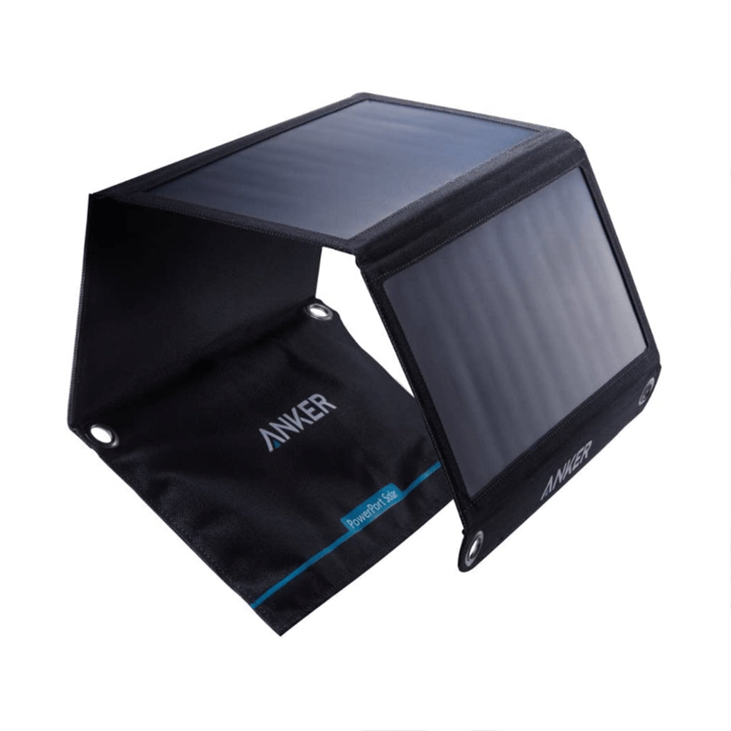 A Photo Of Anker 21W Dual USB Solar Charger – Portable High-Efficiency Outdoor Charging Panel for Smartphones & Tablets