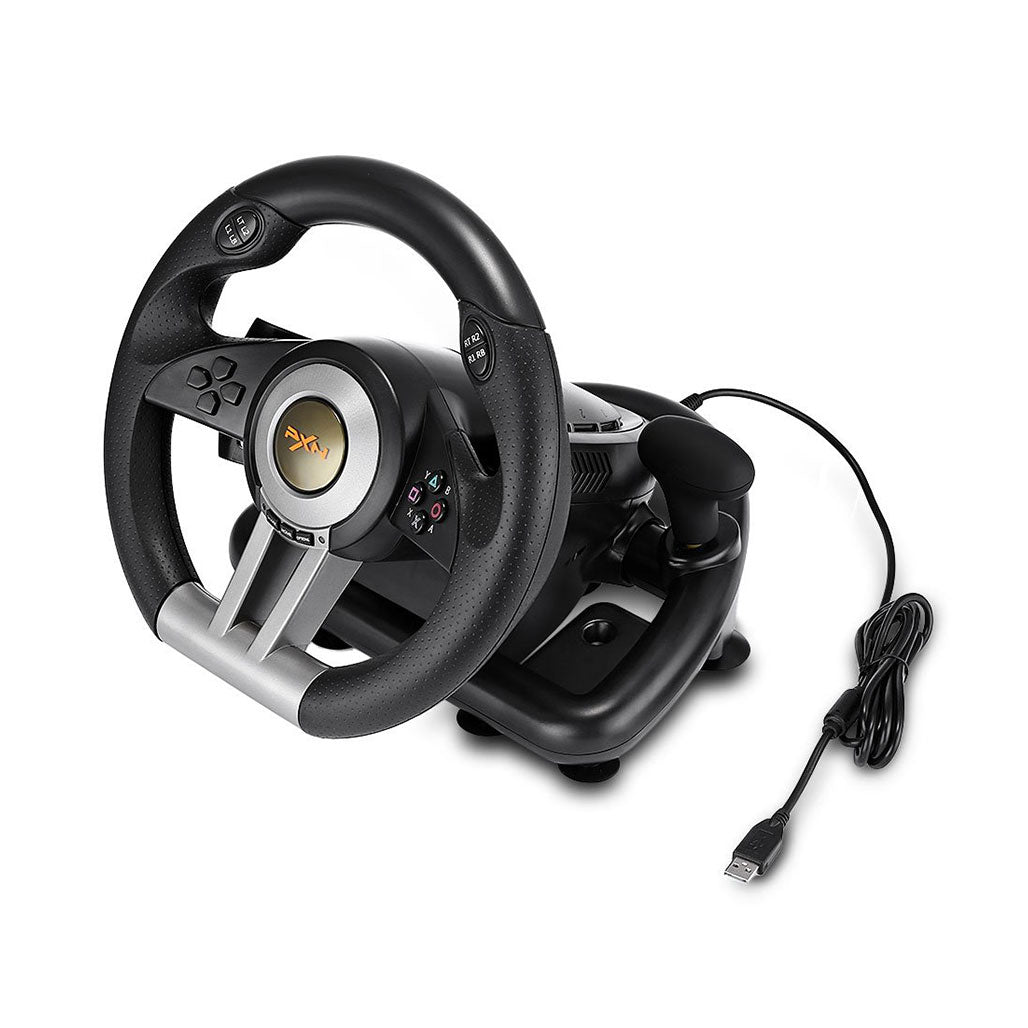 A Photo Of PXN V3 Pro Racing Steering Wheel with Pedals, Shifter, and Paddle Shifters – Multi-Platform Compatibility for PC, Xbox, PS4, PS3, Switch