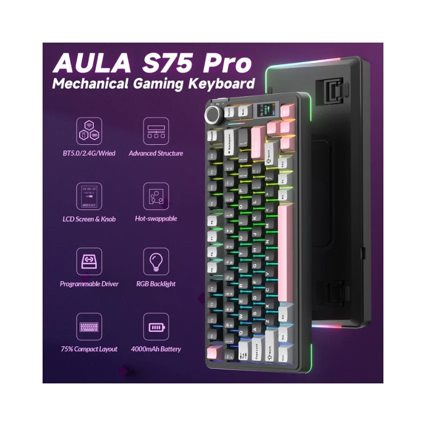 A Photo Of Aula S75 Pro - Wireless Mechanical Keyboard