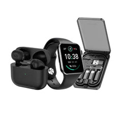 A Photo Of Green Lion 3-in-1 Ultimate Combo (Smart Watch, Earbuds & Multi-Functional Box) - Black