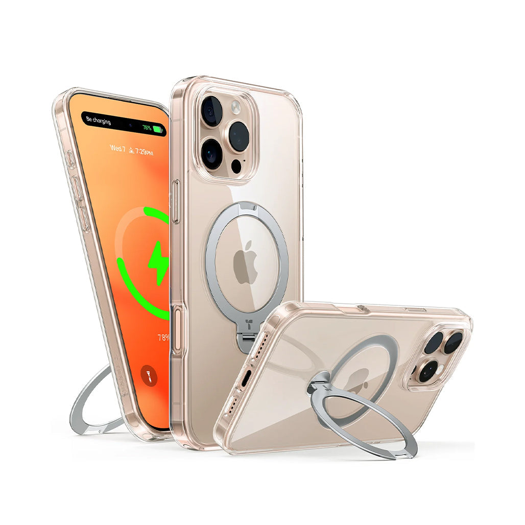 A Photo Of Torras Ostand Spin 360° Stand MagSafe Case for iPhone 16 Pro Max – Full Protection with Built-in Rotating Stand and 4-Corner Airbags