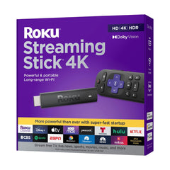 A Photo Of Roku Streaming Stick 4K with Voice Remote and Long-Range Wi-Fi - Black | HDR10+ Support, Compatible with Apple HomeKit, Alexa, Google Assistant