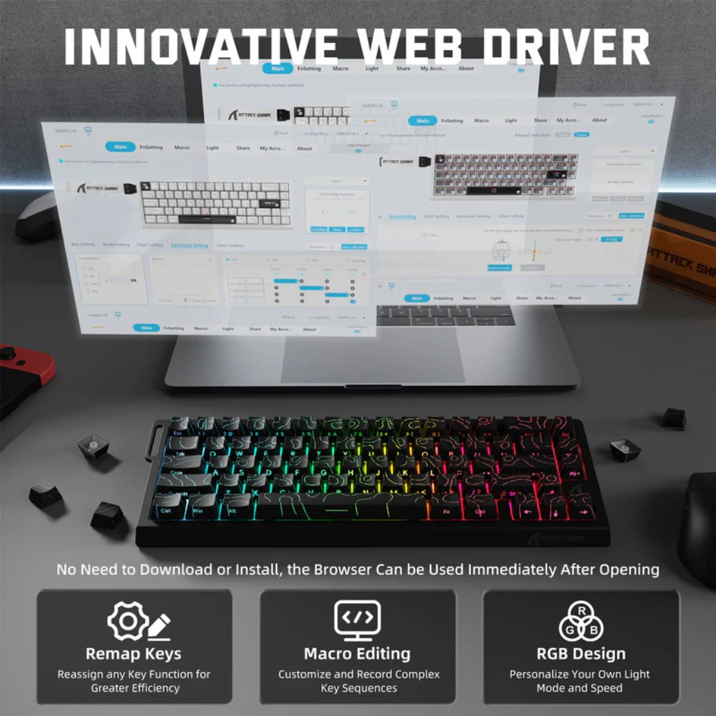 A Photo Of Attack Shark X68 Pro HE - Wireless Mechanical Gaming Keyboard