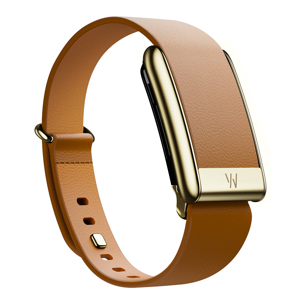A Photo Of Whoop 5.0 LeatherLuxe Bands - Camel with Gold (Small)