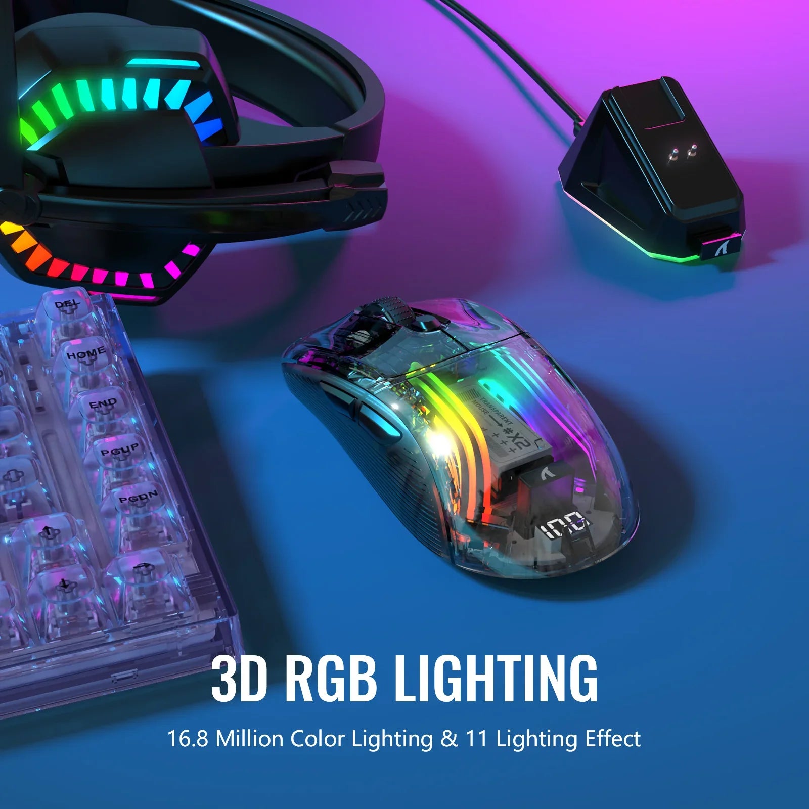 A Photo Of ATTACK SHARK X2 PRO - Wireless Gaming Mouse with RGB Charging Dock