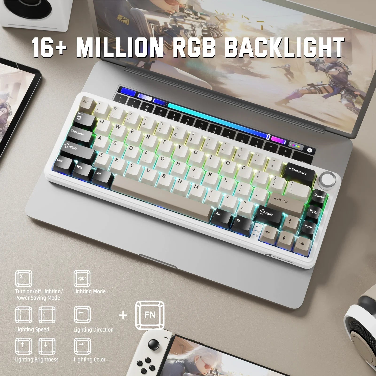A Photo Of Attack Shark X66 Wireless Mechanical Gaming Keyboard
