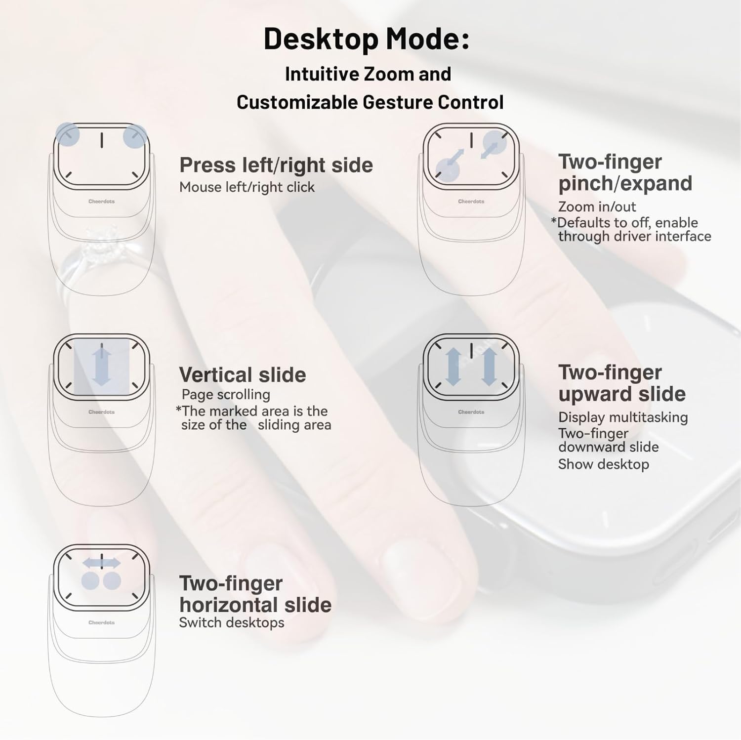 A Photo Of Cheerdots2 Bluetooth Detachable Air Mouse - Touchpad Mouse with Voice Recording and Laser Pointer
