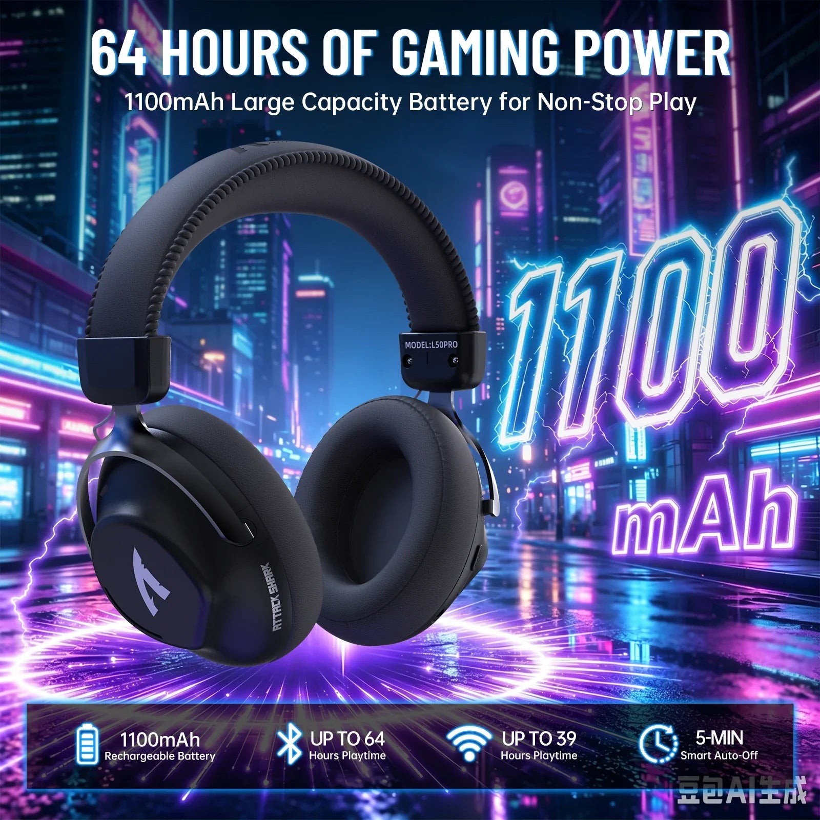 A Photo Of ATTACK SHARK L50 PRO - Wireless Gaming Headset