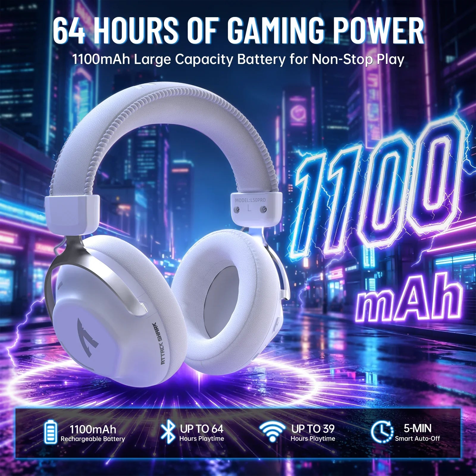 A Photo Of ATTACK SHARK L50 PRO - Wireless Gaming Headset