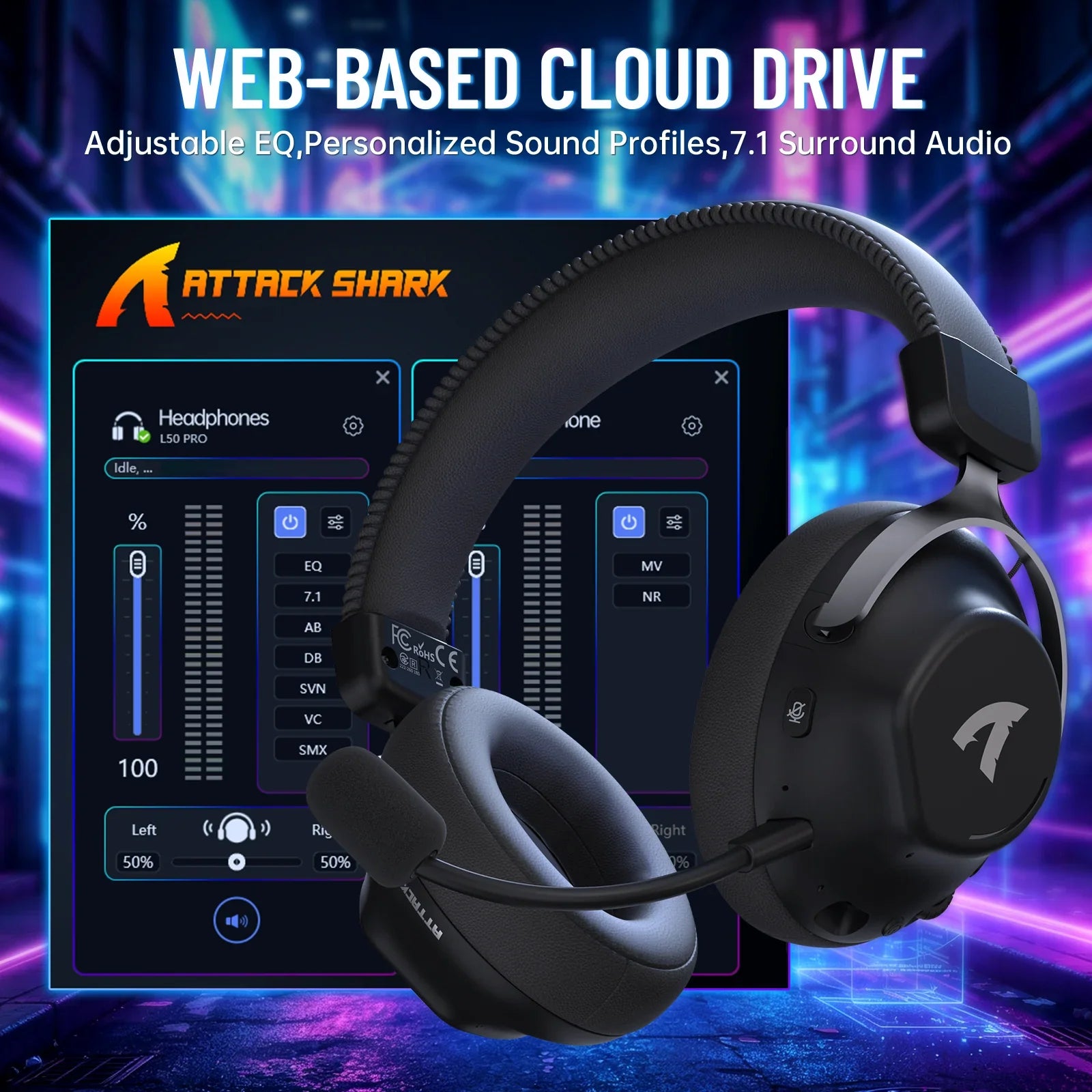 A Photo Of ATTACK SHARK L50 PRO - Wireless Gaming Headset