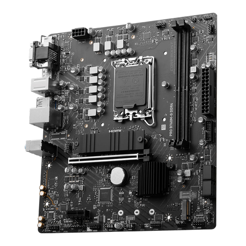 A Photo Of MSI PRO B760M-G DDR4 Motherboard - Optimized for 12th/13th/14th Gen Intel® CPUs with PCIe 4.0 and 2.5G LAN