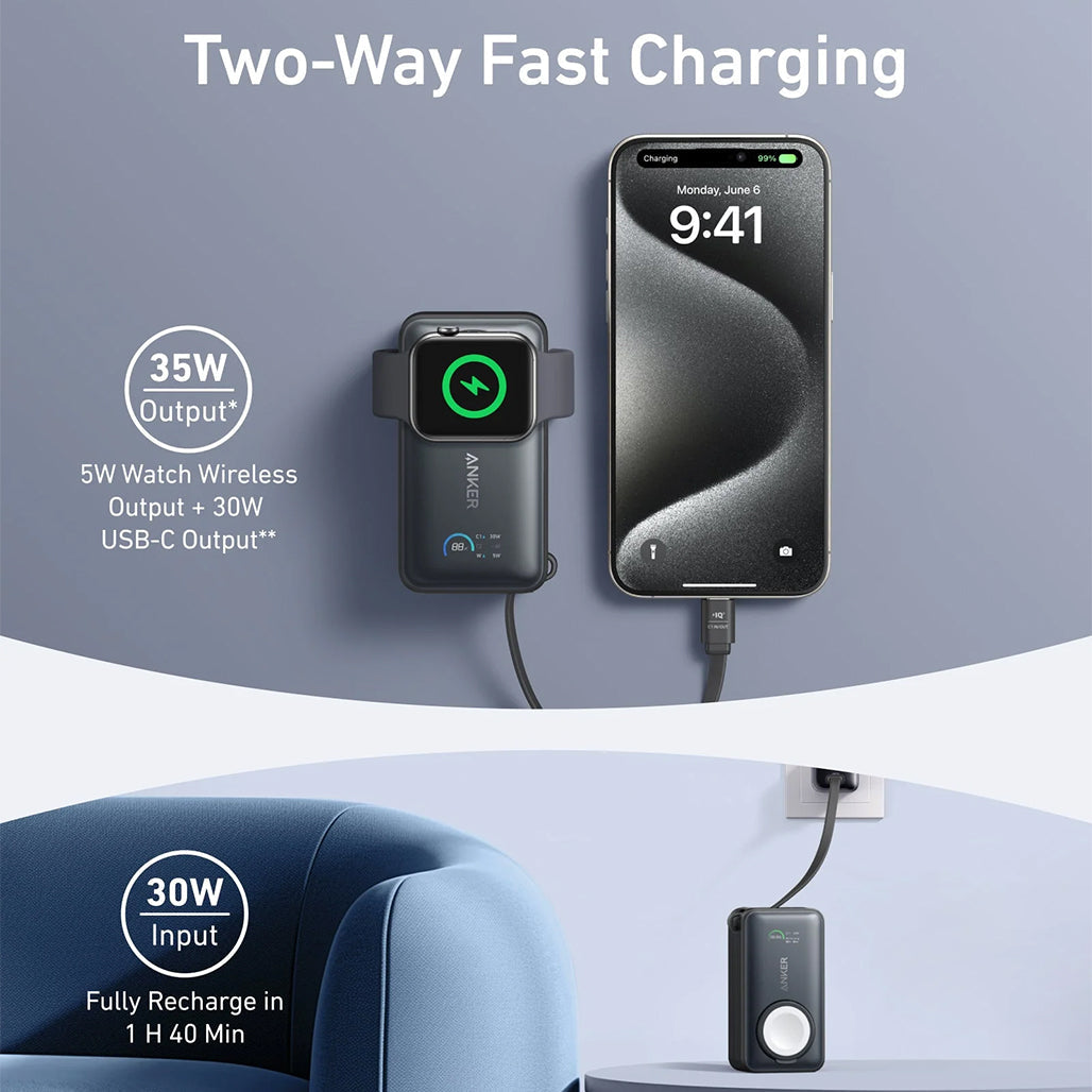 A Photo Of Anker MagGo Power Bank (10K, 35W) for Apple Watch – Fast Charging for All Apple Devices