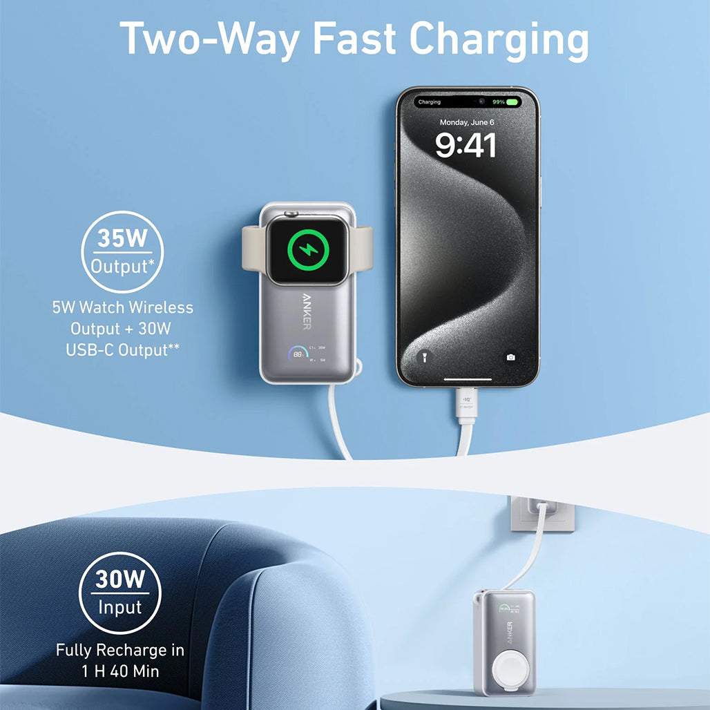 A Photo Of Anker MagGo Power Bank (10K, 35W) for Apple Watch – Fast Charging for All Apple Devices
