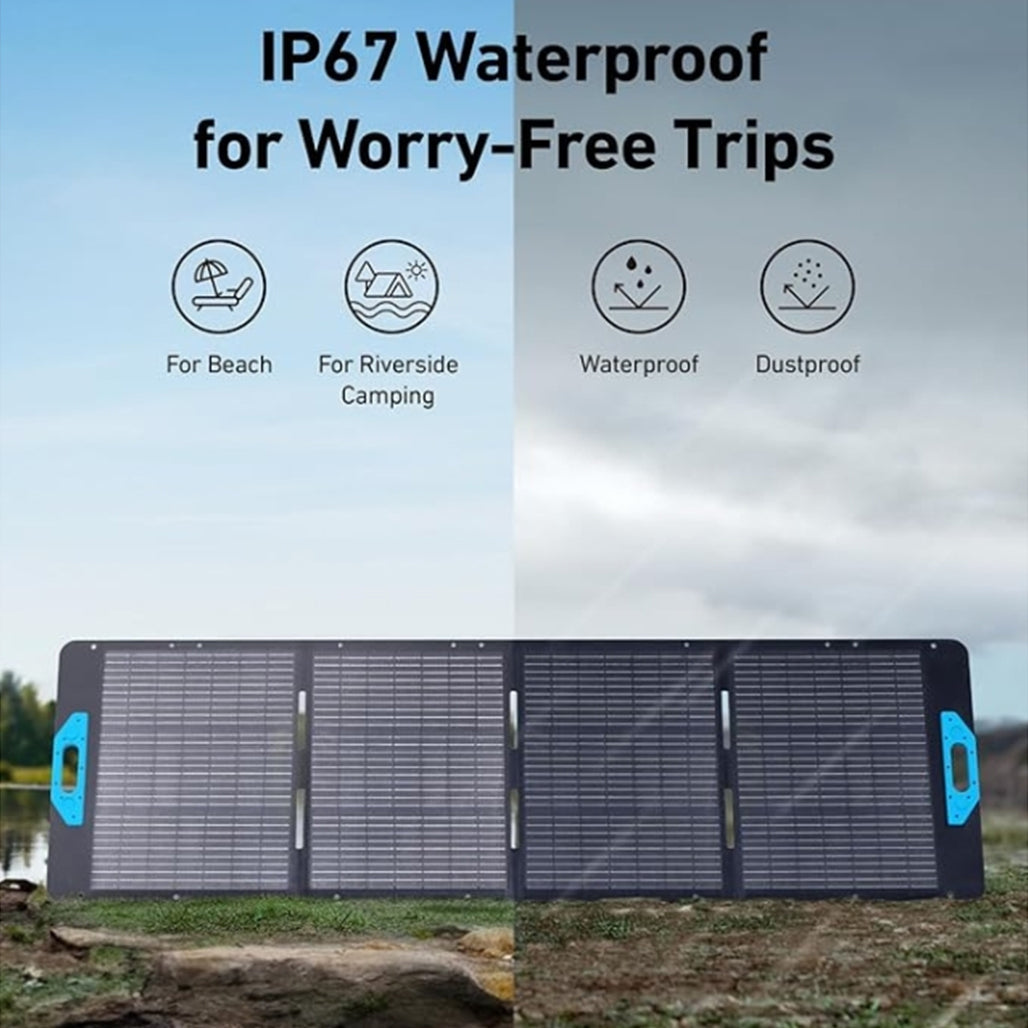 A Photo Of Anker SOLIX PS200 200W Foldable Solar Panel with Kickstand – High-Efficiency Portable Charger for Camping, RVs, Emergency Power, and Outdoor Use