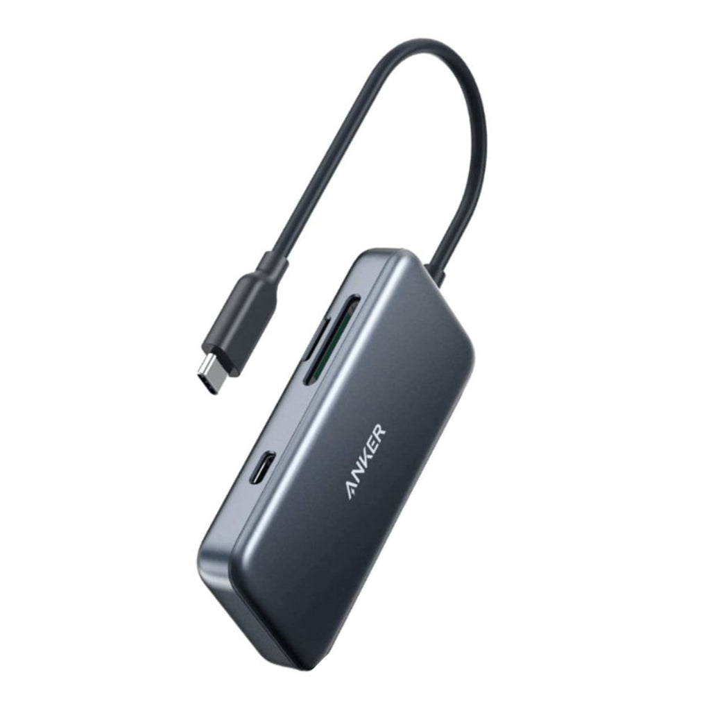 A Photo Of Anker 5-in-1 USB-C Hub with 60W Power Delivery, SD/microSD Card Reader & Dual USB 3.0 Ports – Compatible with MacBook Pro, Chromebook, XPS & More