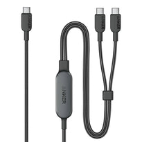 Anker 2-in-1 USB-C to USB-C Cable 4ft, 140W Power Delivery, Black - Dual Charging, Durable Braided Design