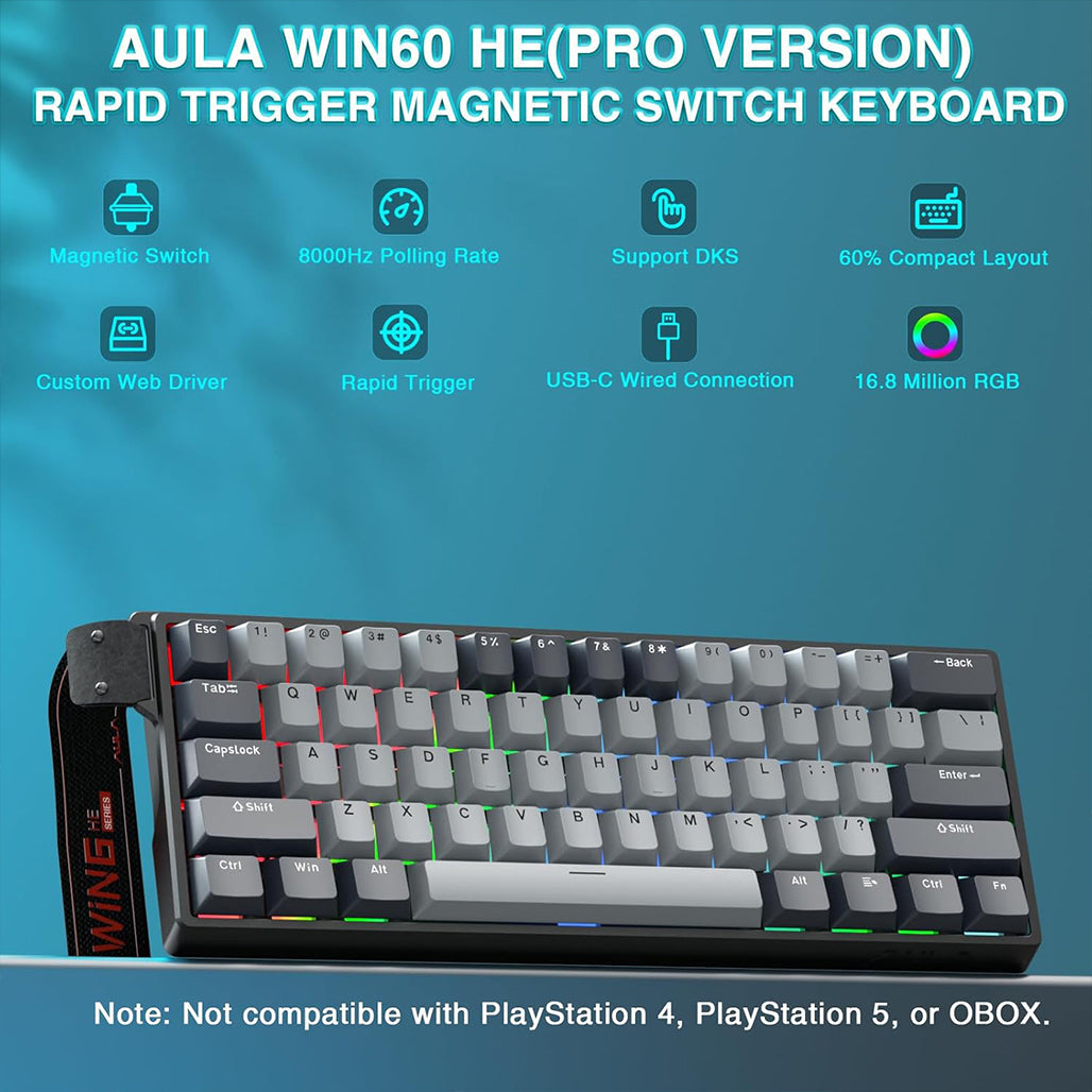 A Photo Of AULA WIN60 HE PRO - 60% Magnetic Hall Effect Gaming Keyboard - XingYi Magnetic Switch
