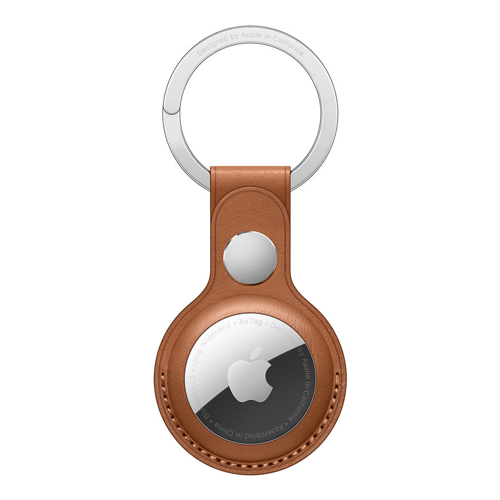 A Photo Of Apple AirTag Leather Key Ring - Saddle Brown