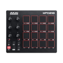 A Photo Of AKAI MPD218 - USB MIDI Pad Controller – 16 Backlit MPC Pads, DAW Integration, Software Suite Included