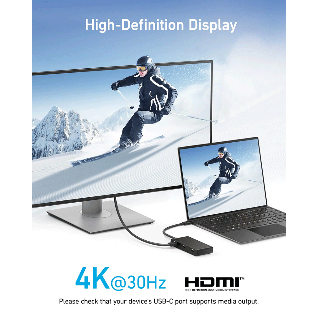 A Photo Of Anker 332 - USB-C Hub (5-in-1, 4K HDMI)
