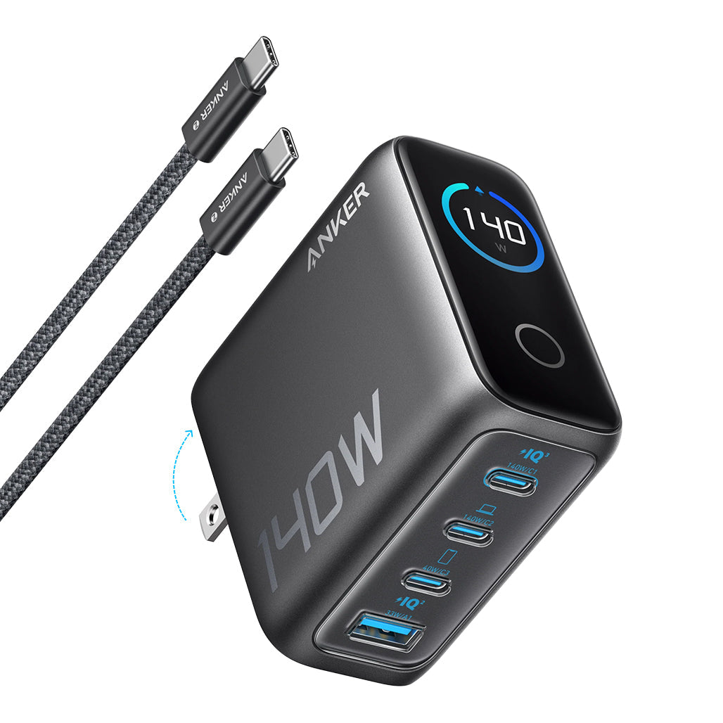 A Photo Of Anker Laptop Charger (140W, 4-Port, PD 3.1) with USB-C Cable