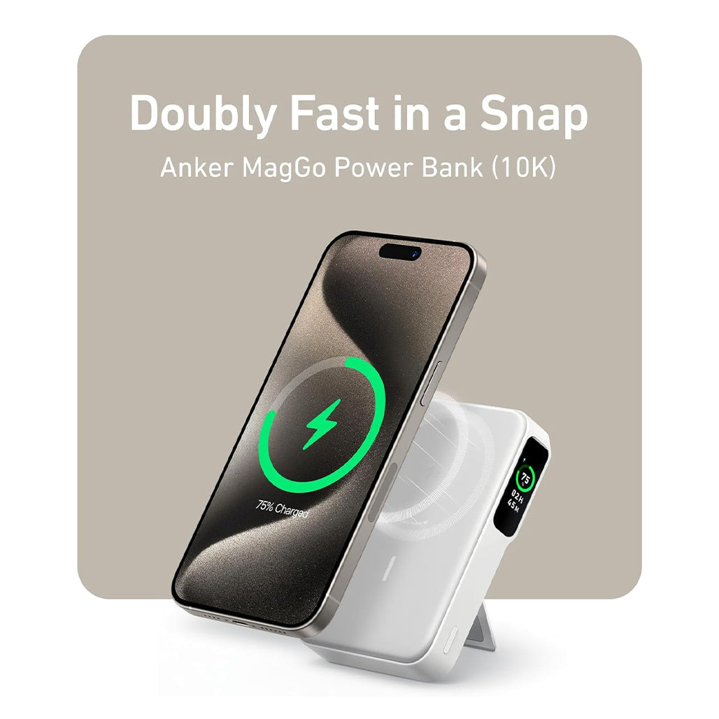 A Photo Of Anker MagGo 10K Qi2 Certified Power Bank – 15W Ultra-Fast Wireless Charger with Smart Display