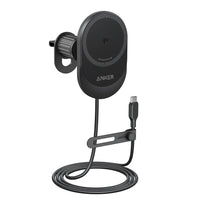 Anker MagGo 15W Wireless Car Charger - Magnetic Charging Pad with Built-In USB-C Cable, Adjustable 360° Base & 25W Adapter