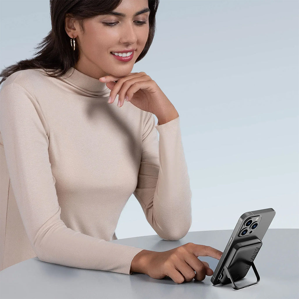 A Photo Of Anker Power Bank 322 MagGo 5000mAh MagSafe Portable Charger A1618 – Wireless Charging with Foldable Stand