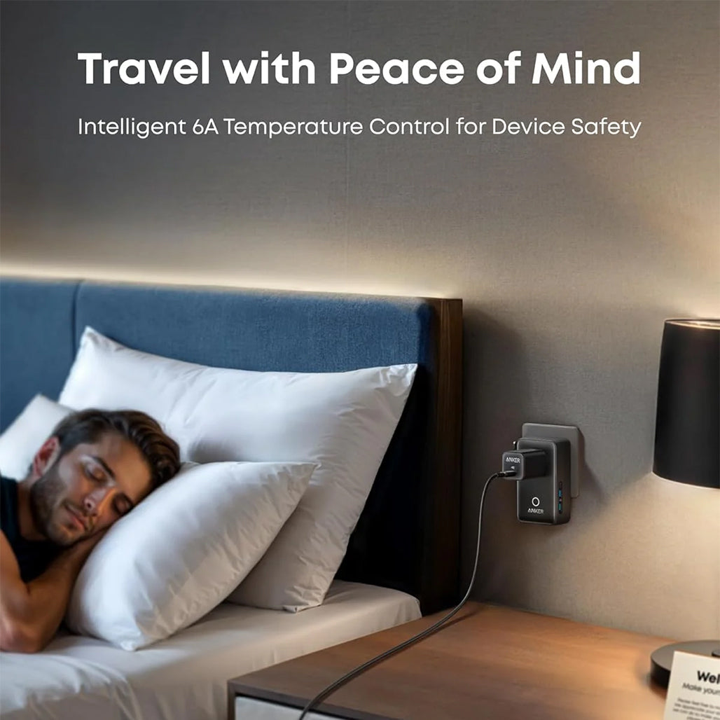 A Photo Of Anker Nano 5-in-1 Universal Travel Adapter – 20W USB-C Fast Charger, Compact Multi-Port Plug for US & EU Outlets