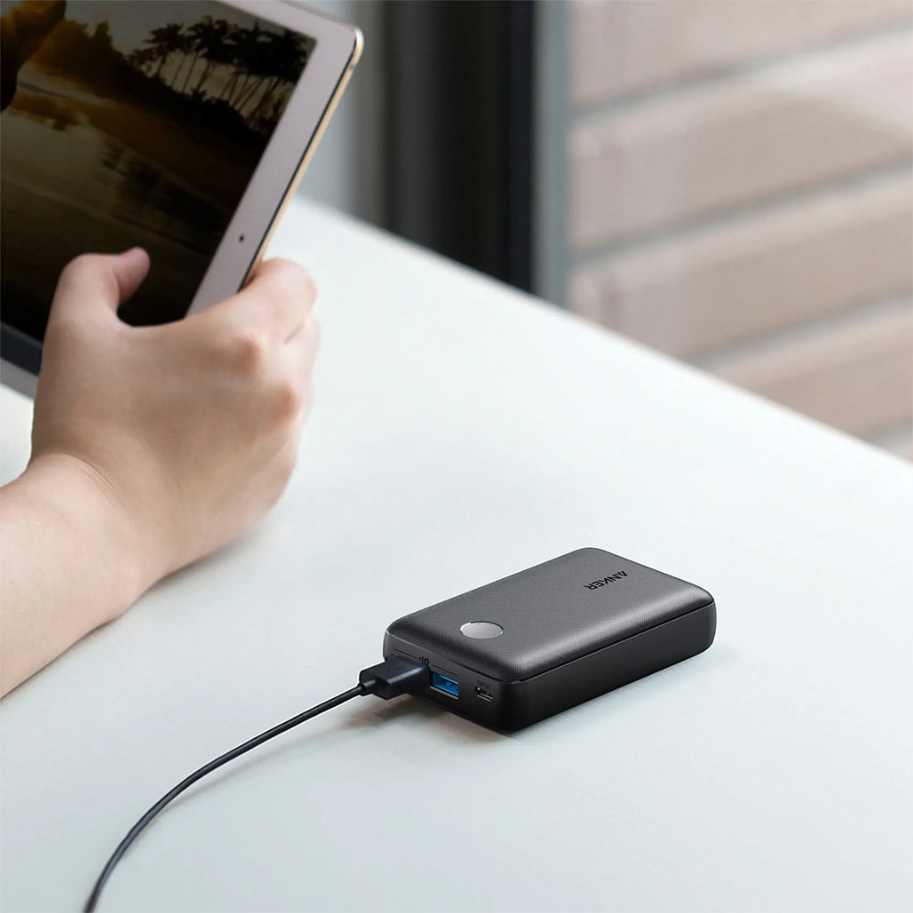 A Photo Of Anker PowerCore Select 10000mAh Portable Charger – Dual USB Power Bank for iPhone, Samsung & More, Compact & High-Speed Charging, Black