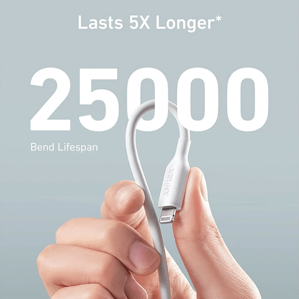 A Photo Of Anker PowerLine III USB-A to Lightning Cable (3ft) – MFi Certified, Ultra-Durable, High-Speed Data Transfer for iPhone (White)