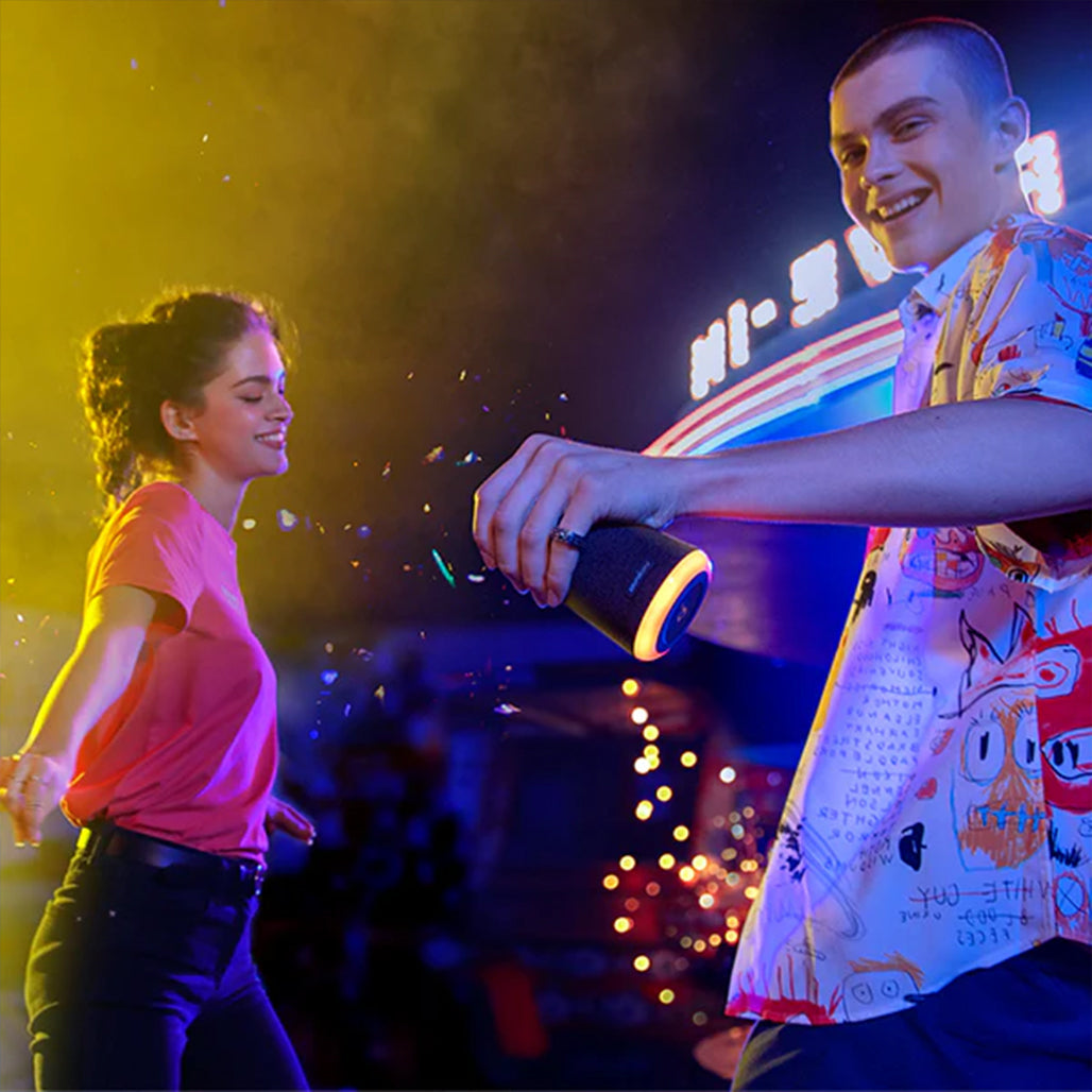 A Photo Of Anker Soundcore Flare Mini | Waterproof Bluetooth Speaker with 360° Sound & LED Light Show