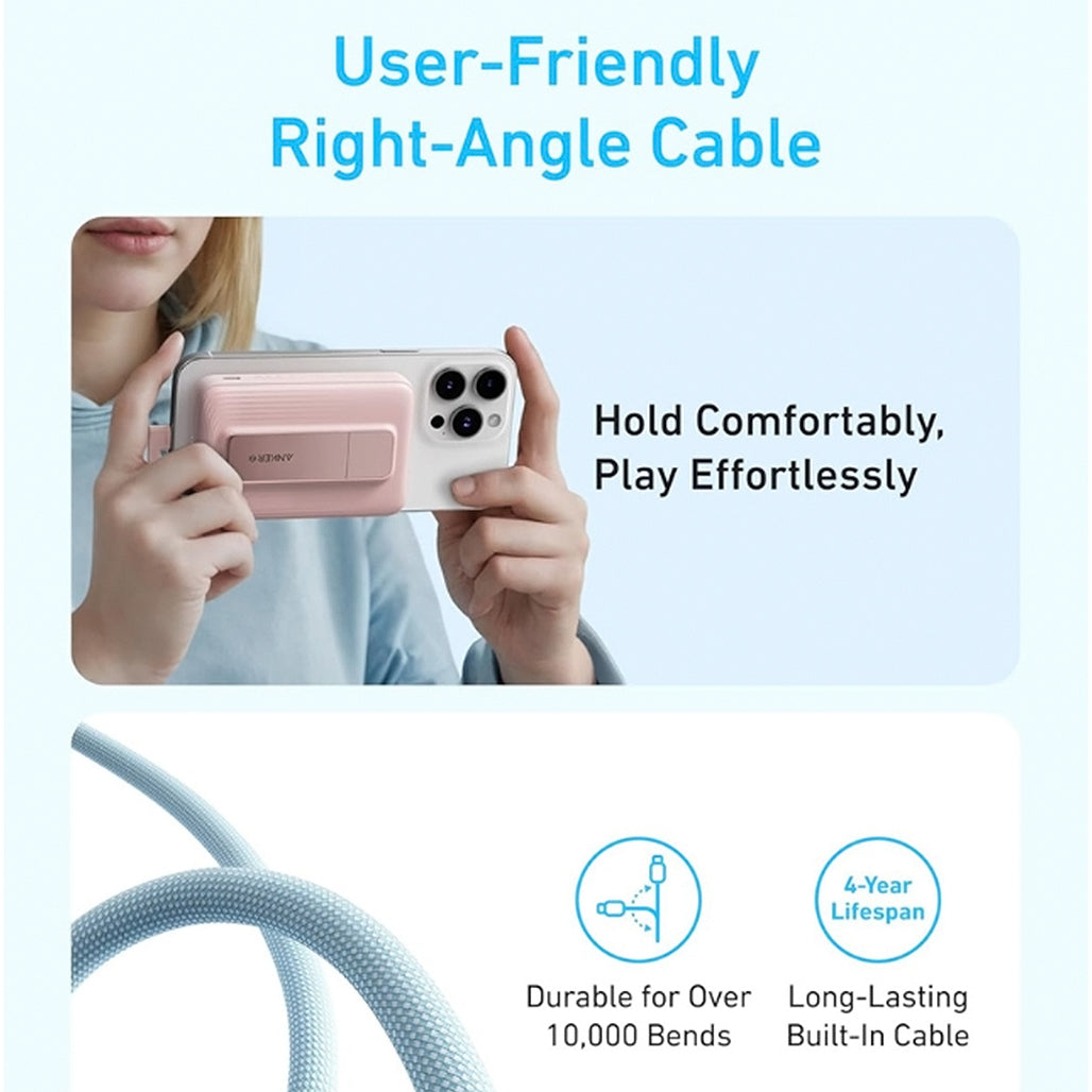 A Photo Of Anker Zolo 10000mAh 30W Magnetic Power Bank with Built-In USB-C Cable – Fast Charging & Wireless Convenience (Model A1685)