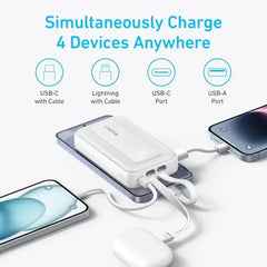 A Photo Of Anker Zolo 10000mAh Power Bank 30W Fast Charging with Built-in USB-C & Lightning Cables