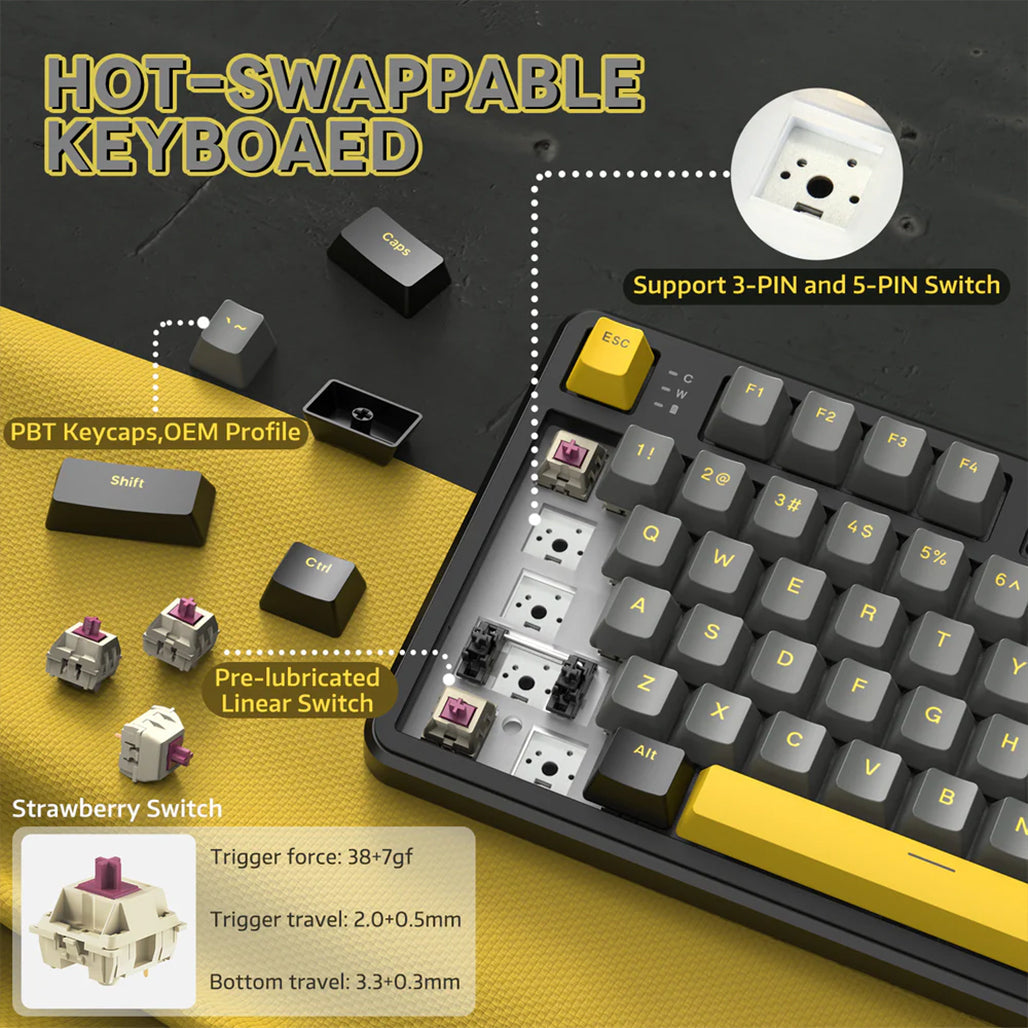 A Photo Of Attack Shark X87 Tri-Mode Gasket Mechanical Keyboard