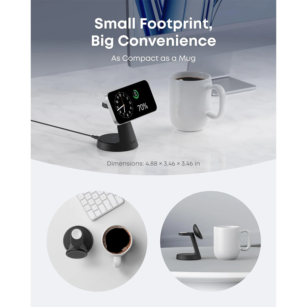 A Photo Of Anker MagGo 3-in-1 Wireless Charging Station with 15W MagSafe - B25M4G11