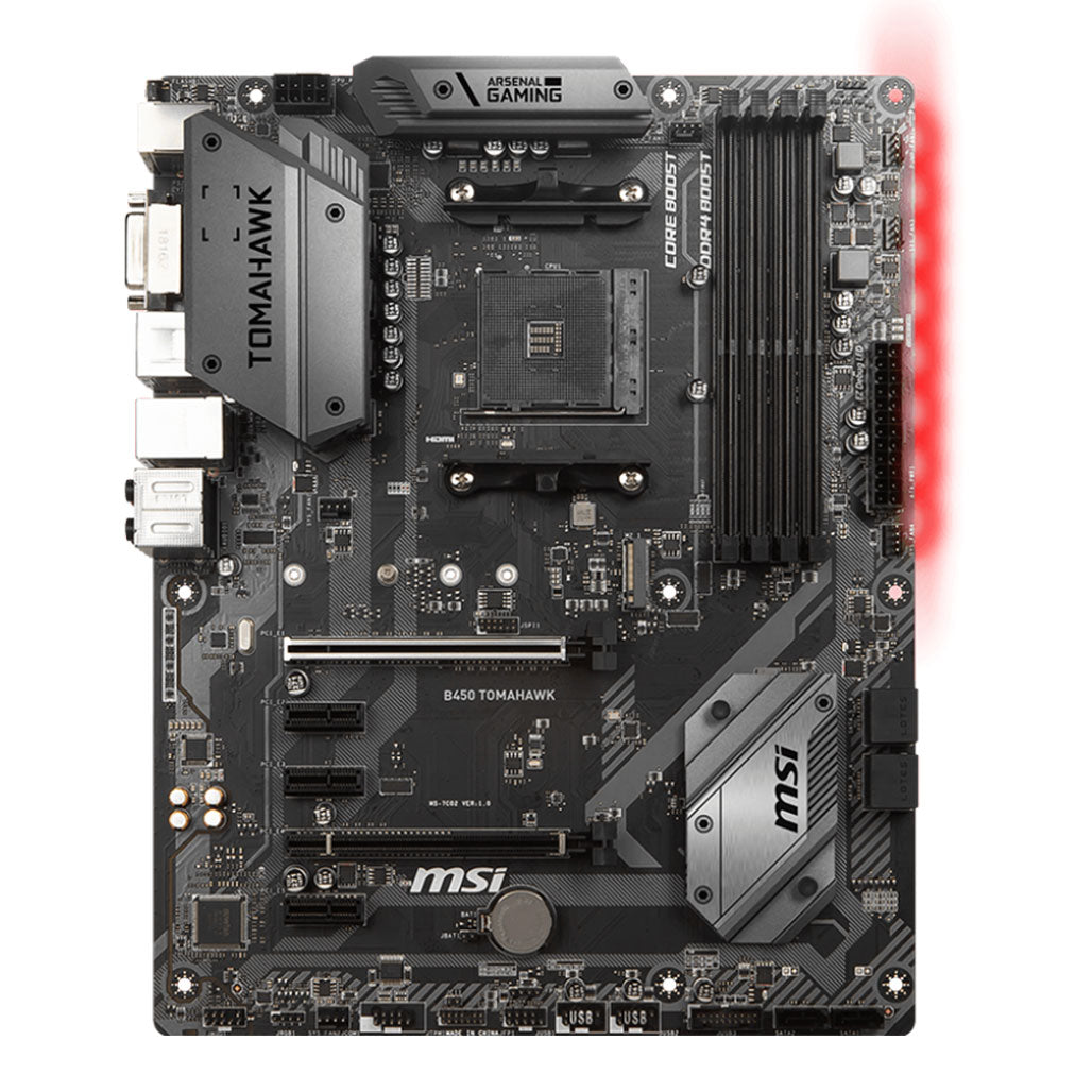 A Photo Of MSI B450 Tomahawk Motherboard - 911-7C02-004 | Advanced Connectivity and High Performance