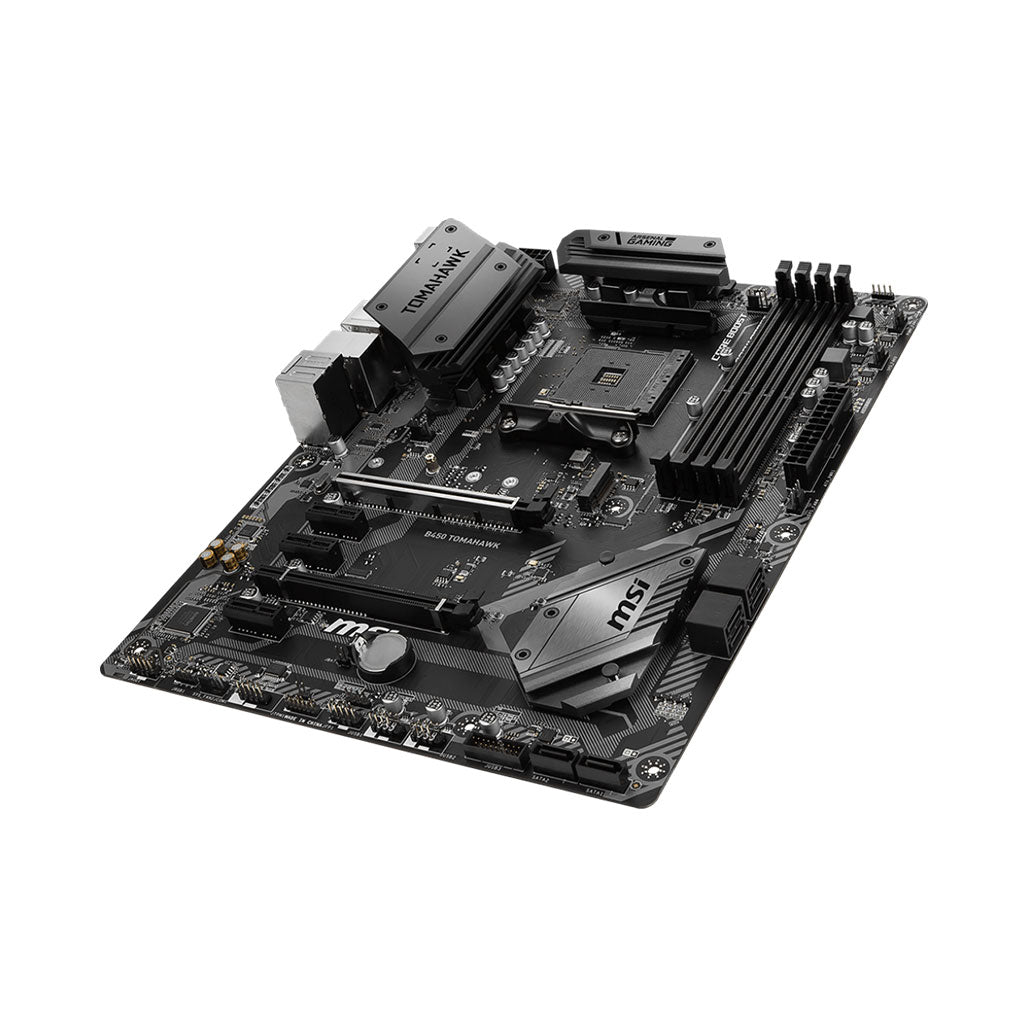 A Photo Of MSI B450 Tomahawk Motherboard - 911-7C02-004 | Advanced Connectivity and High Performance