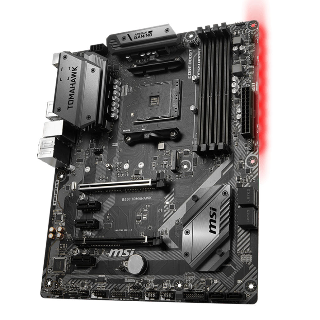 A Photo Of MSI B450 Tomahawk Motherboard - 911-7C02-004 | Advanced Connectivity and High Performance