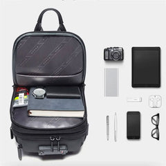 A Photo Of BANGE BG-7082 Anti-theft TSA Lock Crossbody Bag Waterproof Chest Pack with External USB Port - Black