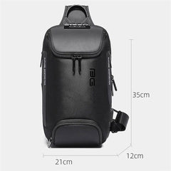 A Photo Of BANGE BG-7082 Anti-theft TSA Lock Crossbody Bag Waterproof Chest Pack with External USB Port - Black