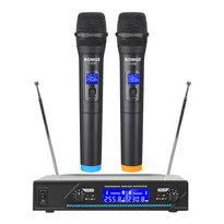 BOMGE V-230 2 Channel Wireless Handheld Microphone – Digital Modulation, Noise Cancelling, Certified for Karaoke, Conference & Stage Performances