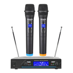 A Photo Of BOMGE V-230 2 Channel Wireless Handheld Microphone – Digital Modulation, Noise Cancelling, Certified for Karaoke, Conference & Stage Performances