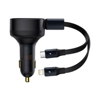 Baseus Enjoyment Retractable 2-in-1 Car Charger C+L 30W - Black